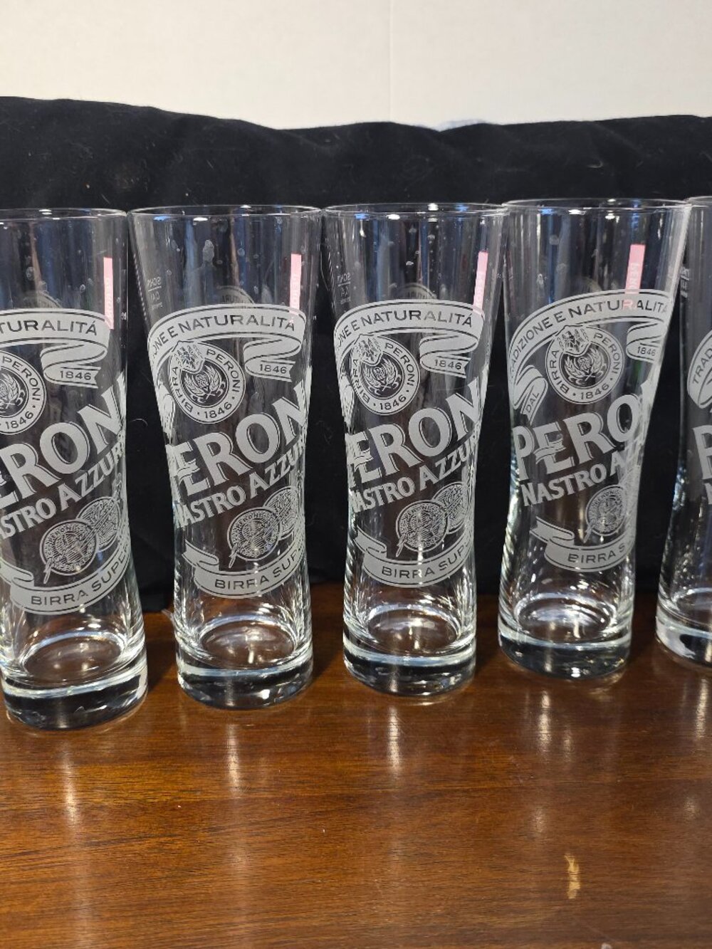 Peroni Nastro Azzurro Etched Beer Glasses set of 6